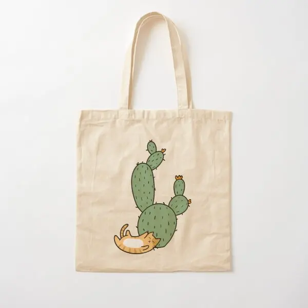 

Хлопчатобумажная Холщовая Сумка унисекс, модная дизайнерская Складная многоразовая сумочка на плечо, Повседневная тканевая тоут с изображением кактуса, кошки