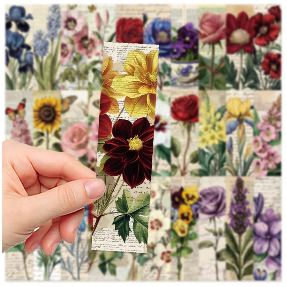 Vintage Flowers Bookmarks Books Labeled Students Stationary Supplies DIY Creative Aesthetic Bookmark Reading Pages 30Pcs
