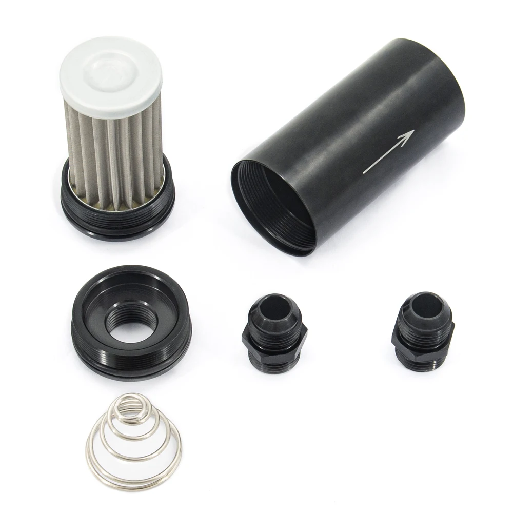 Auto aluminum 51MM fuel filter E85 stainless steel filter 100 microns steel element AN6 AN8 AN10 adaptor fittings