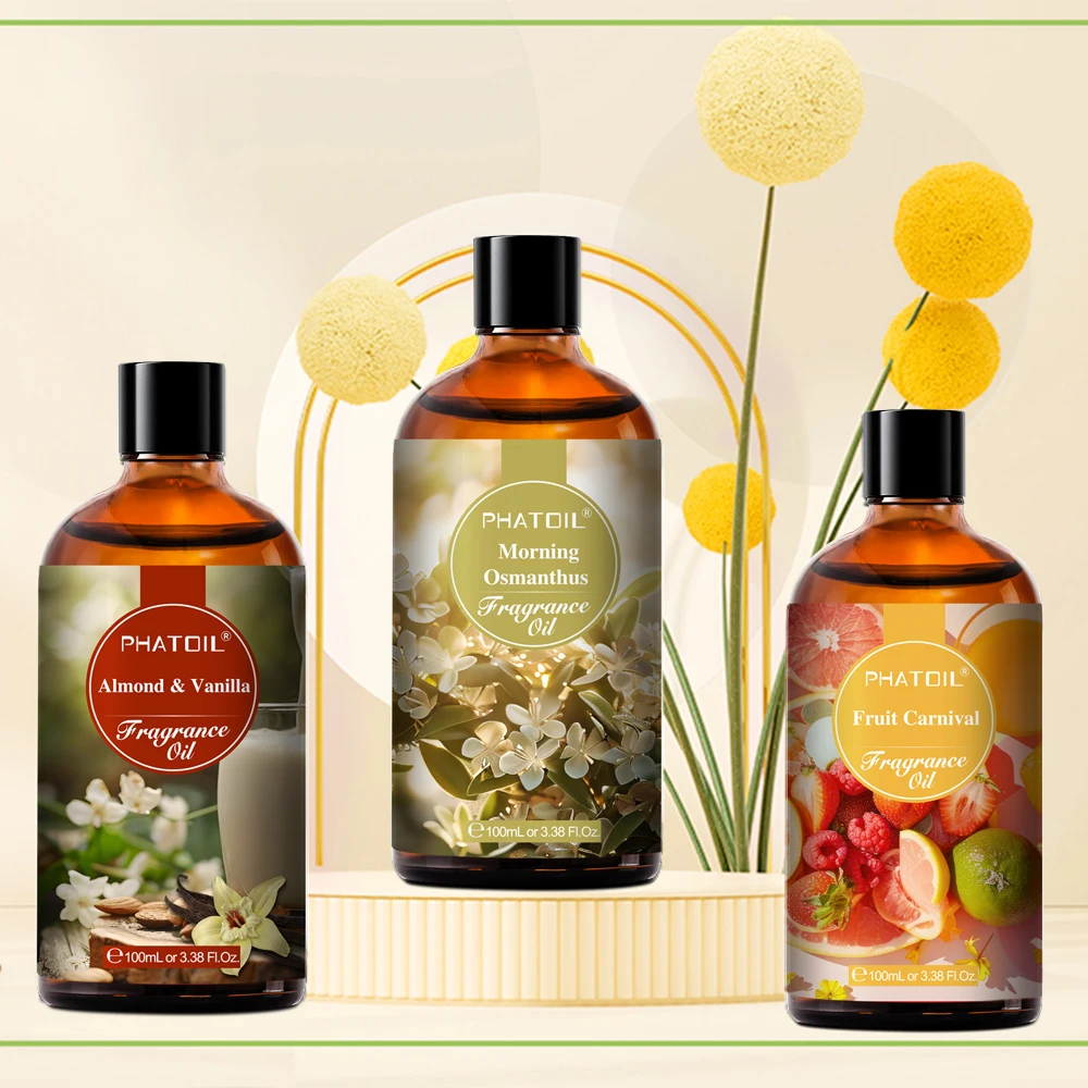 PHATOIL huile parfumée d'amande et de vanille pour diffuseur d'aromathérapie 100ml huiles aromatiques de paysage de rêve d'orchidée de carnaval de fruits Premium