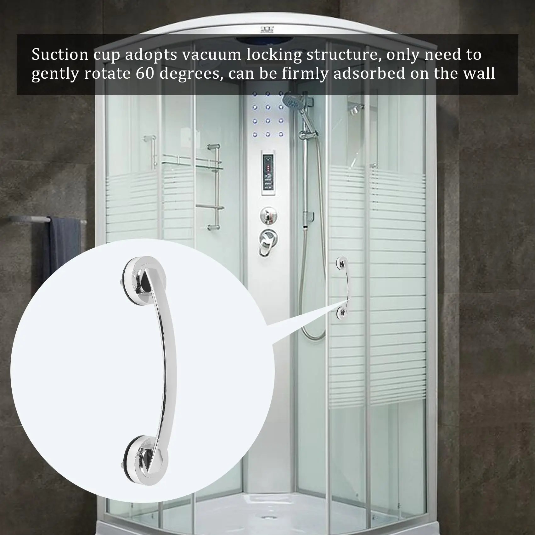 Suction Cup Style Handrail Handle Strong Sucker Installation Hand Grip Handrail for Bedroom Bath Room Bathroom Accessories