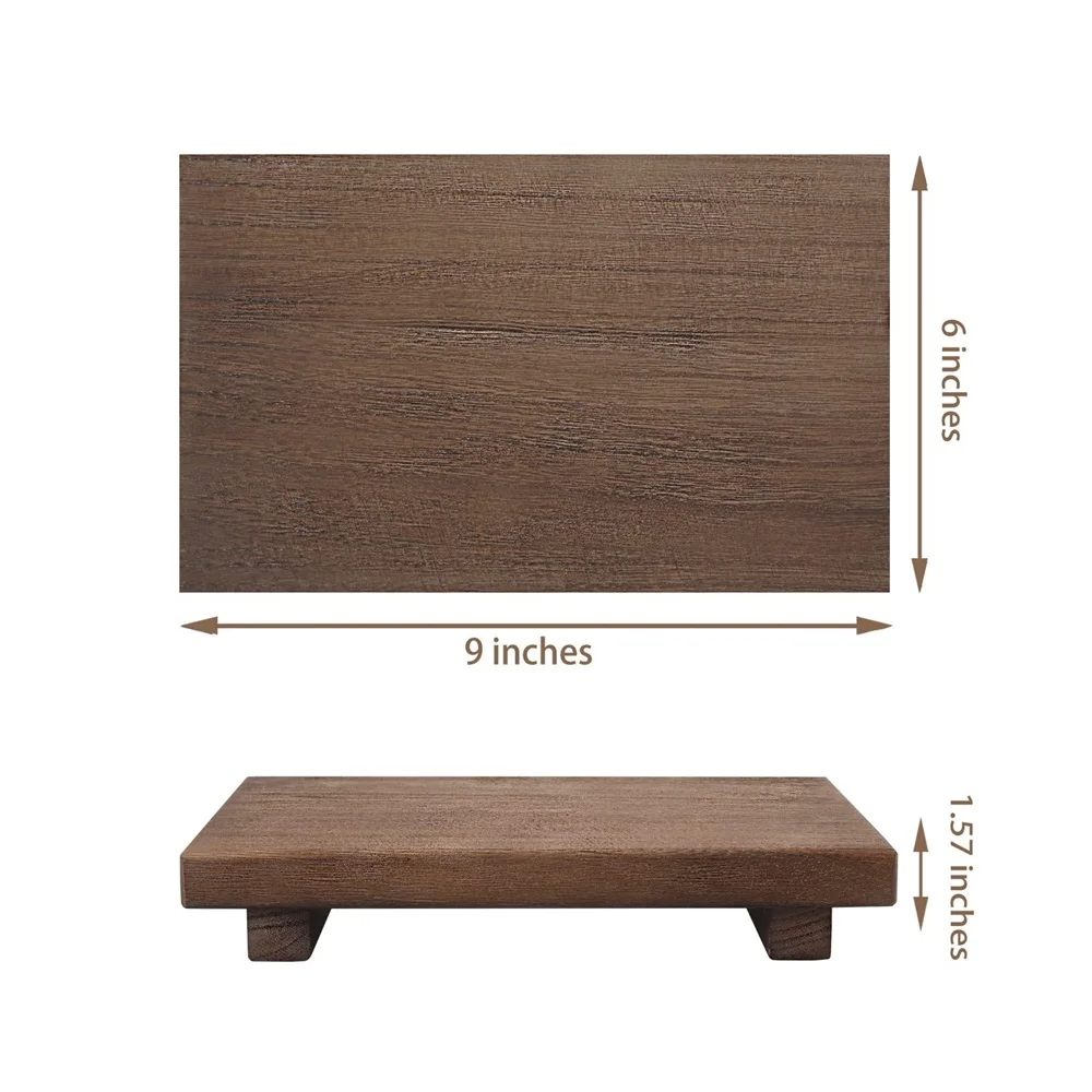 Wood Tray Pedestal Stand Farmhouse Bathroom Decor Decorative Wooden Riser Kitchen Soap Dish Holder for Vanity, Counter, Sink 6