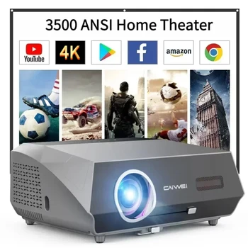 Projetor de cinema 4K com foco automático, 3500 ANSI, Wi-Fi 2.4+5G, Bluetooth, 1080P Full HD HDR, Android TV, vídeo, projeção diurna, home theater