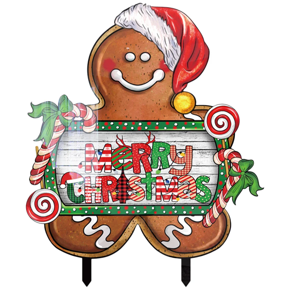 

Gingerbread Man Christmas Gift Yard Decorations Supplies Signs Stakes Garden Outdoor