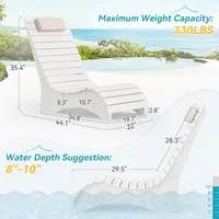 HDPS Pool Lounge Chairs Set of 2, Use in Pools Lounge Chairs up to 10-Inches of Water, Chaise Chairs with Headrest 2