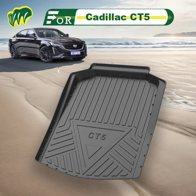

Коврик для багажника автомобиля Cadillac CT5 2021 2020-2022, всесезонный коврик для груза, 3d-формочка, лазерные измерения, подкладки для багажника