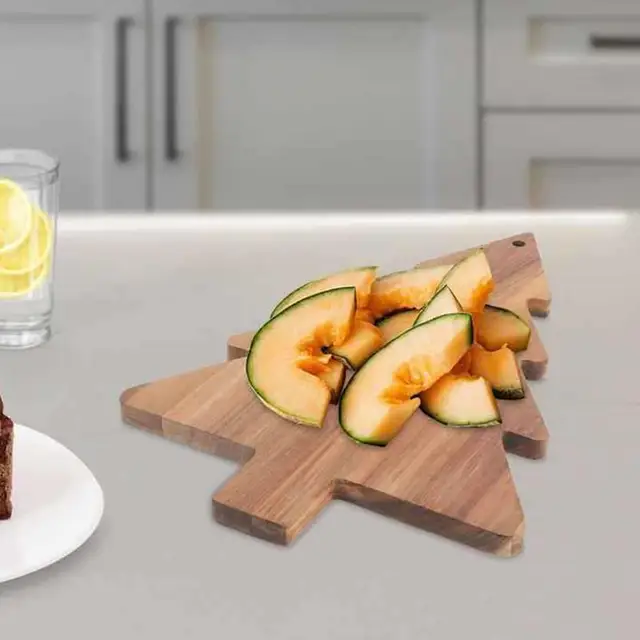 Wooden Christmas Cutting Board Wooden Charcuterie Board Kitchen Christmas Tree Cutting Board Vegetable Platter Serving Tray With 1