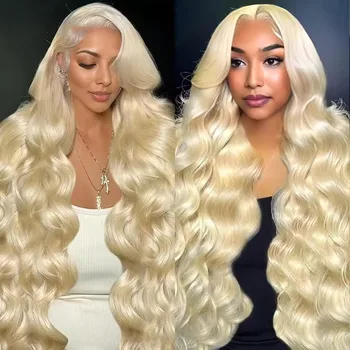 13x4 13x6 HD Transparent Lace Frontal Wig 613 Honey Blonde Color Brazilian Raw Body Wave 40 42 inches Human Hair Wig for Women