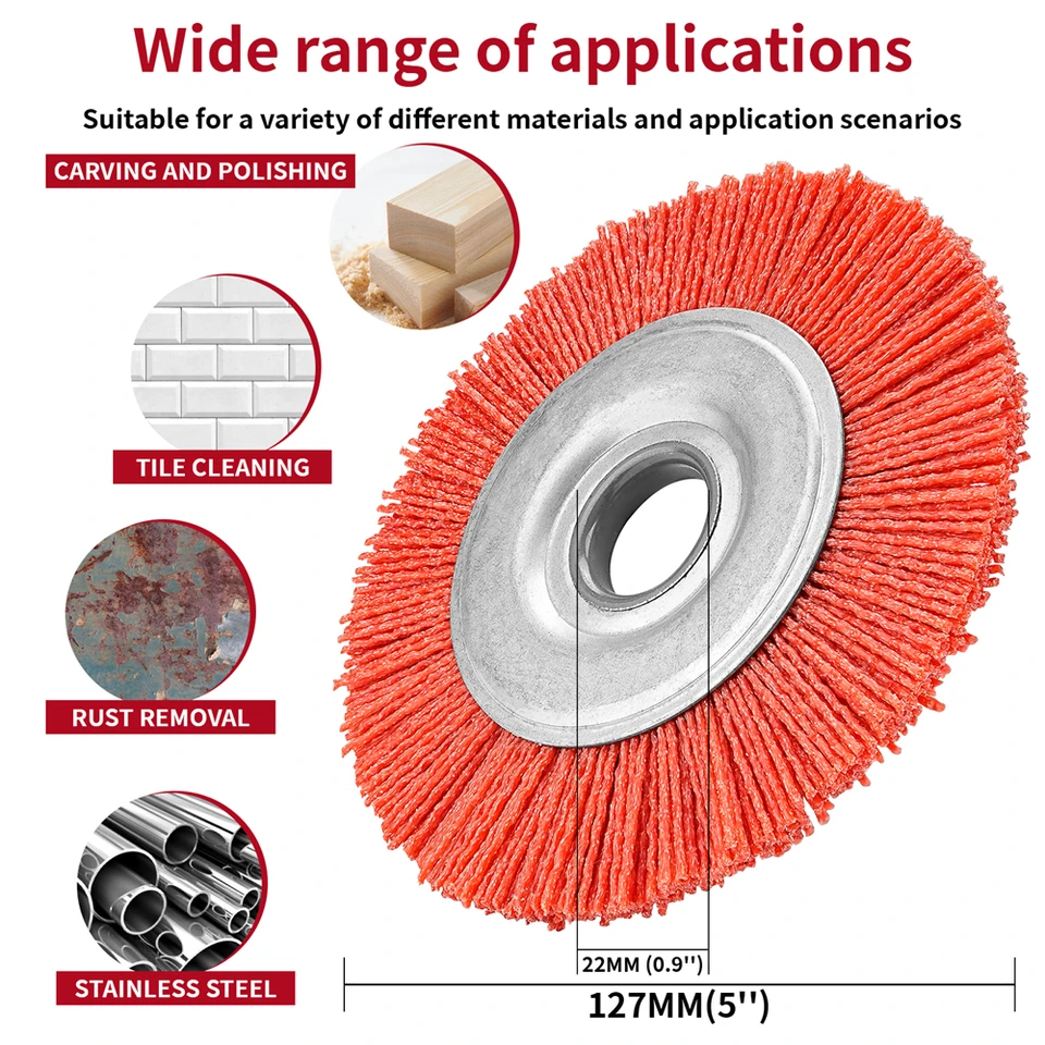 125mm Nylon Abrasive Wheel Brush - 80 Grit Polishing Brush For Bench Grinder - Removes Rust, Paint & Weld Scale - View #5