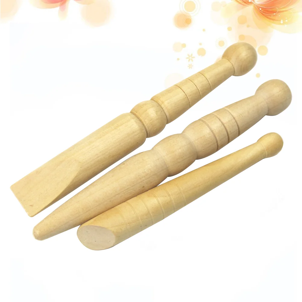 

3 Pc Foot Treatment Massaging Roller Hand Reflexology Tool Massage Stick Massager Bamboo Plantar Fasciitis Relief