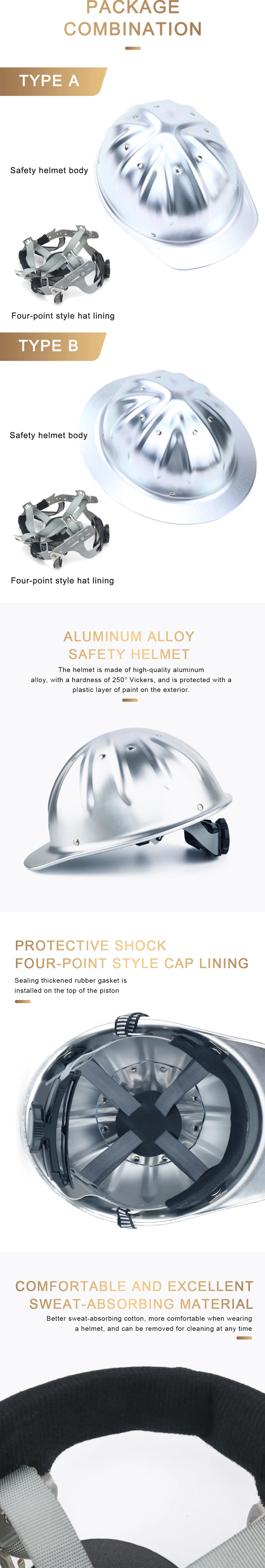 Safety Helmet Aluminium Alloy design Construction Hard Hat High Quality Protective Equipment Work Miner's Cap face shield for spraying chemicals