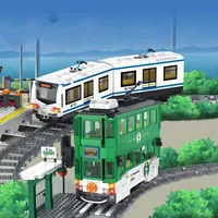 Technical City Power Train Railway Track Building Blocks Subway Station Vehicle Assemble Bricks Toys Gift For Children Kids Boys 2