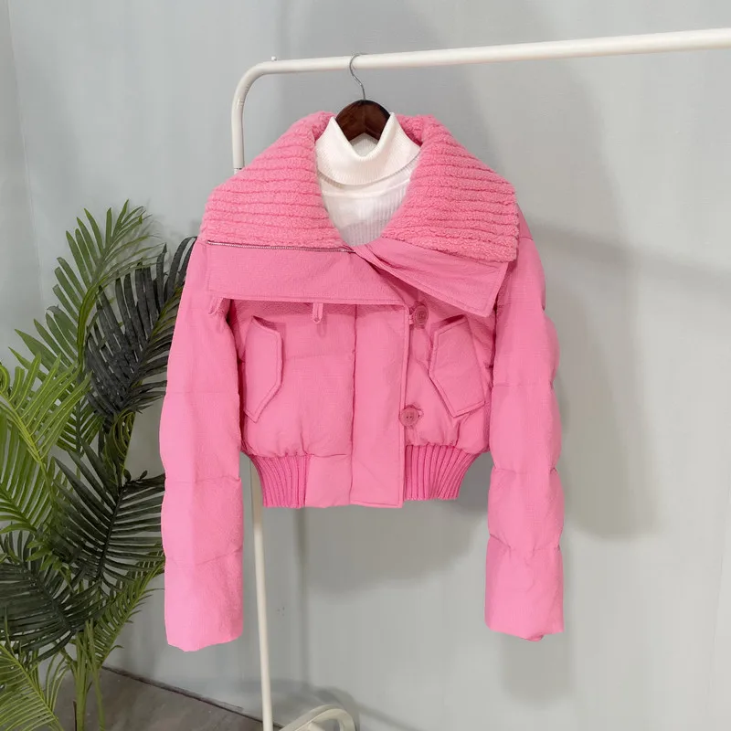 

Женский короткий пуховик на белом утином пуху, новый дизайн зима 2022, верхняя одежда с лацканами, теплая Свободная Повседневная Женская Базовая куртка, топы