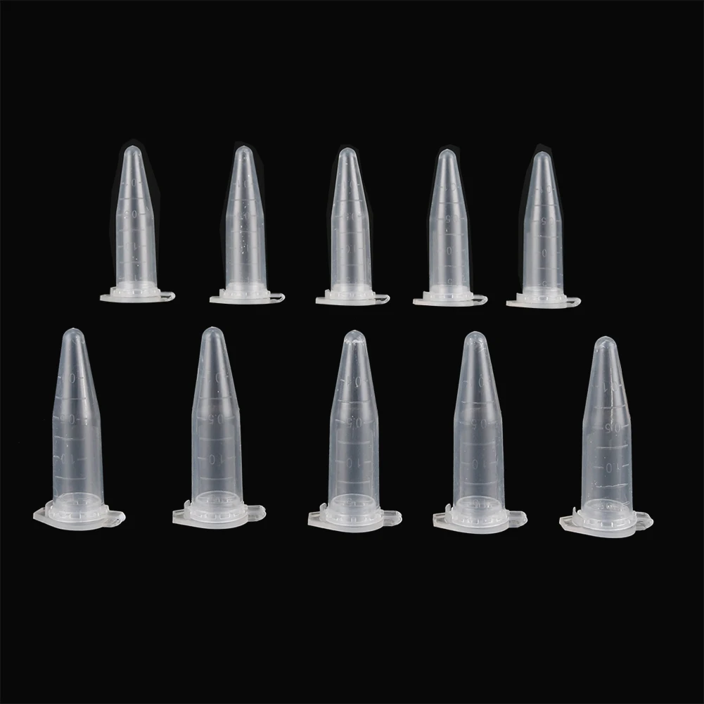 Plastic Test Tubes Centrifuge Tube 0.5/1.5/2 ML Clear Micro Plastic Test Tube Centrifuge Vial Snap Cap Container Laboratory Sample Specimen School Stationery