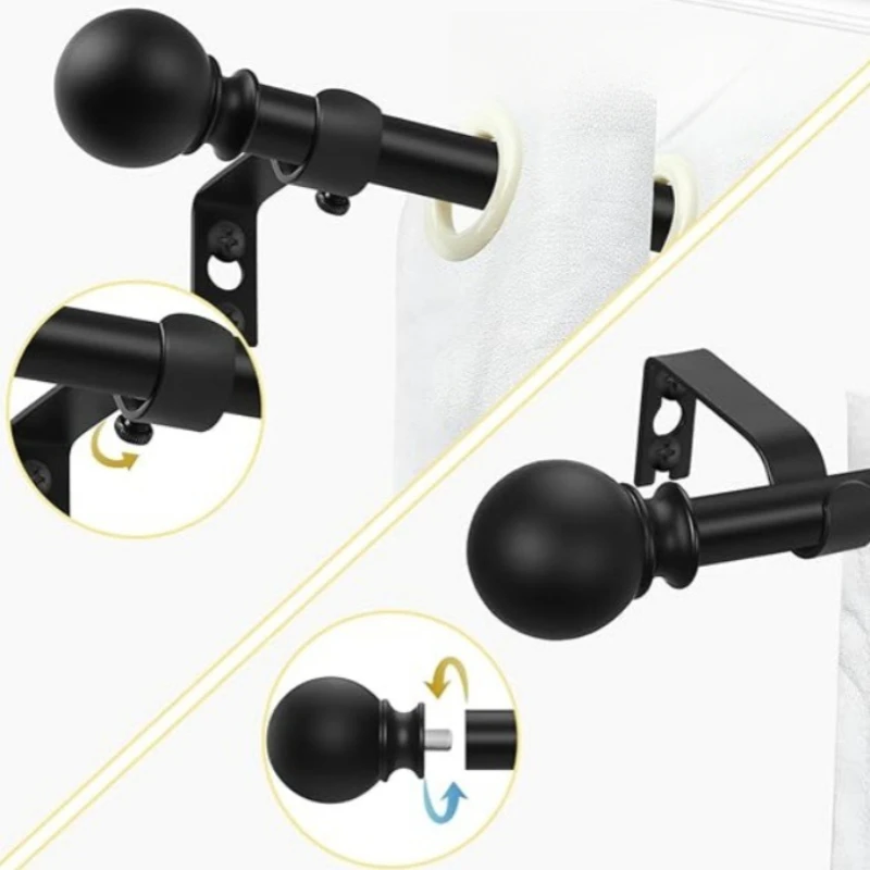 Thick Material Curtain Rods for Windows 5/8 Inch Decorative Curtain Rod Set White Splicing Duty Metal Rod with Brackets