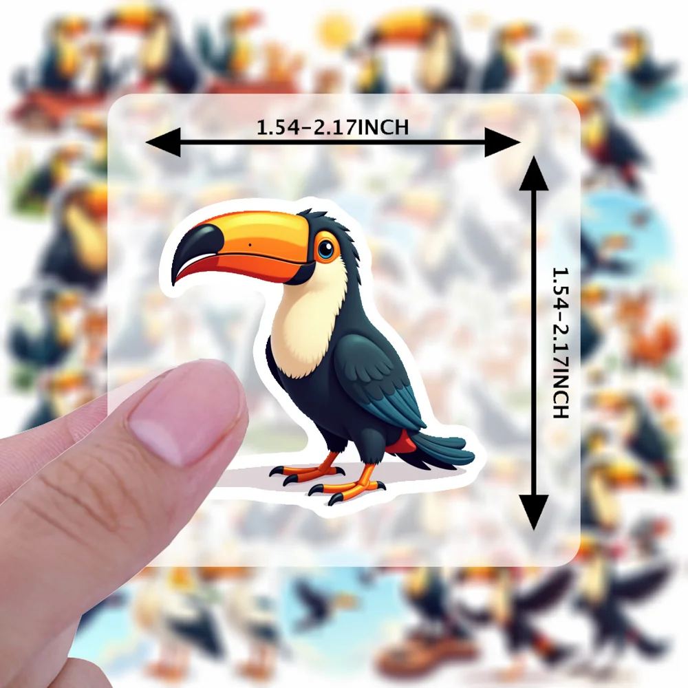 50pcs Birthday Stickers Collectible Vinyl Birthday Toucan Sports Stickers Creative Animal For Guitar