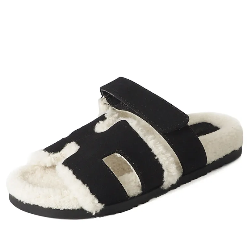 

Роскошная брендовая дизайнерская женская обувь на плоской подошве, зимняя теплая женская повседневная обувь с круглым носком