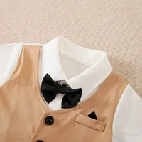0-18 Baby Bodysuit Gentleman Style Handsome Formal Cotton Comfortable Soft Boys And Girls Summer Short Sleeved Newborn Clothes 2