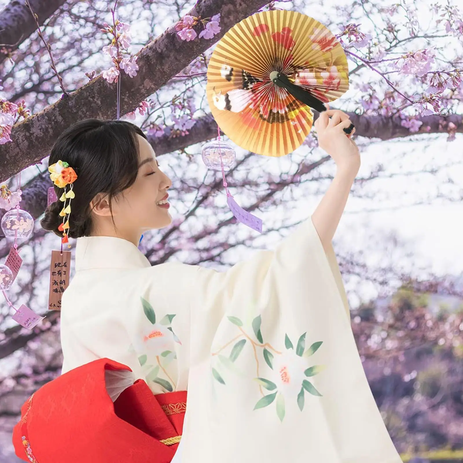 1 PCS Creative Retro Windmill Small Round Paper Fan Chinese Style Hand Fan Wedding Foldable Paper Fans Hand Held Folding Fans folding fan hand fan
