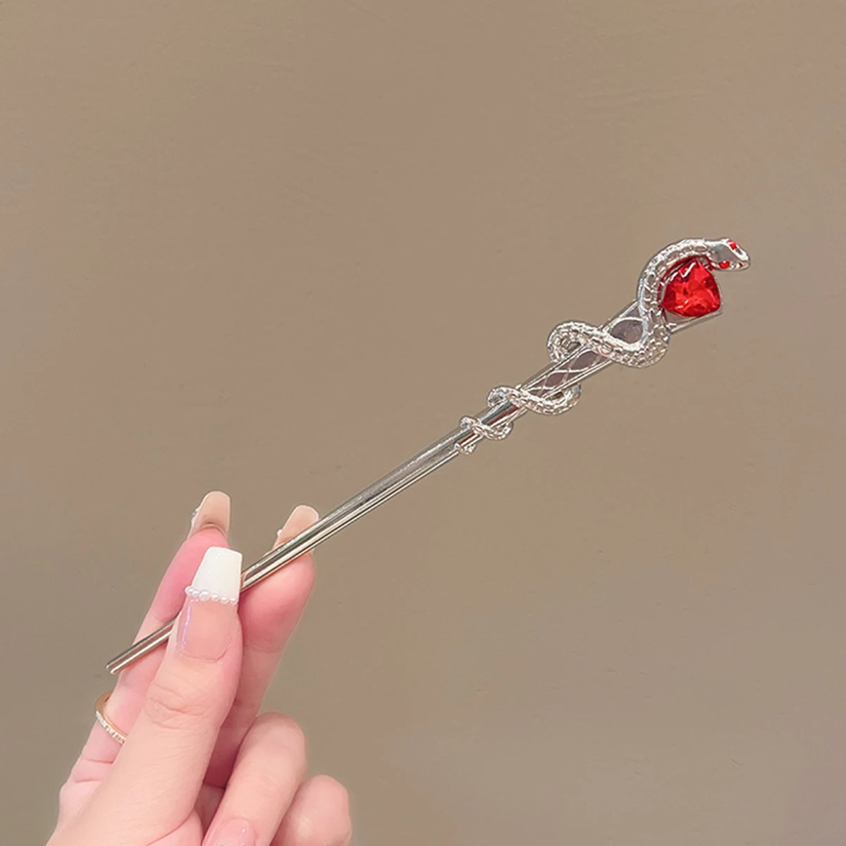 1pc Snake Shaped Crystal Hair Stick Chinese Style Elegant Hair Fork Vintage Hairpin Headwear Hair Accessories For Women Girls