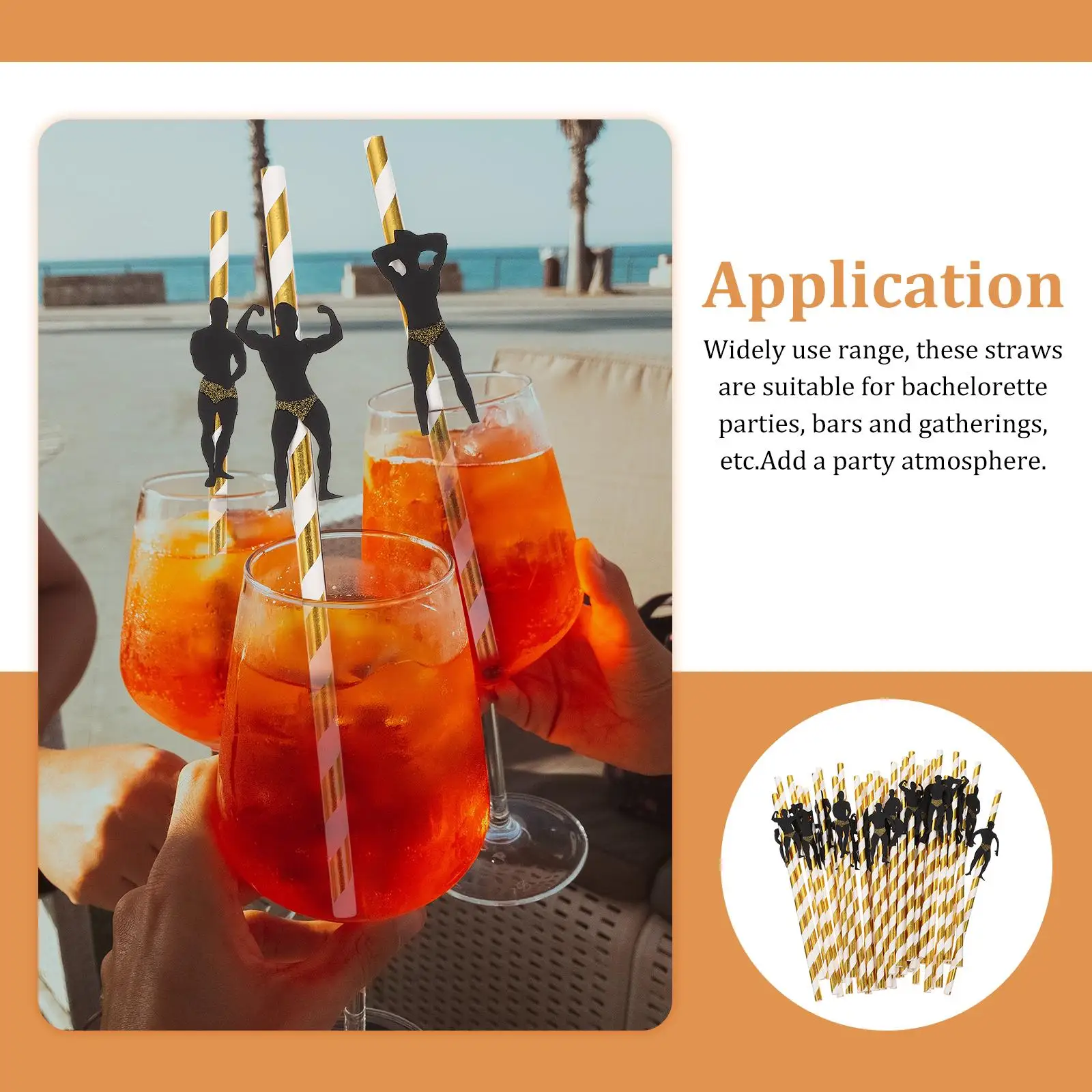 36 Pcs Decors Men Paper Straws Fitness Pose Dance Bars Party Decorations Skin Funny Friendly Safe