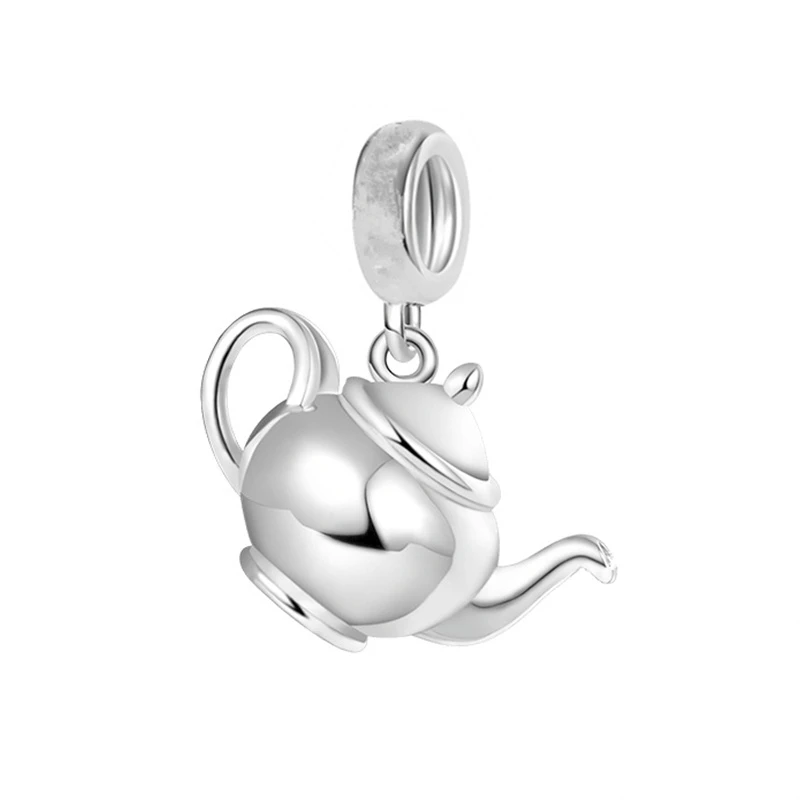 Hot Coffee Pot Cup Cocktailcup Teapot Dangle Charm Beads Fit Original 925 Sterling Silver Bracelet Women DIY Jewelry Gift 6