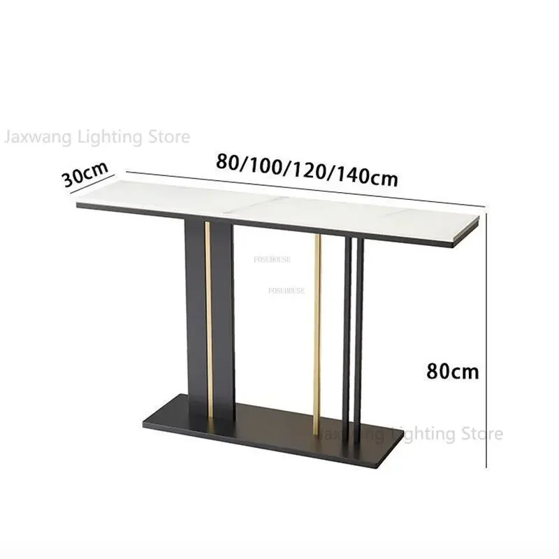 Console table modern light luxury slate console tables Nordic entrance furniture console living room against the wall iron art hallway table