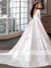 Modest Wedding Dresses A-Line Satin Bridal Gowns Three Quarters Sleeves Robes For Party Glamorous Vestidos De Novia Customized 4