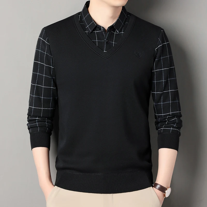 الذكور الصوف محبوك سترة الرجال البلوز الخريف الشتا...