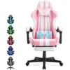 Pink Gaming Chairs with Footrest,Computer Game Chair,Massage Gaming Chairs,Christmas,Xmas Gift,PC Gaming Chairs 2