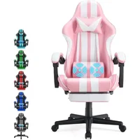 Pink Gaming Chairs with Footrest,Computer Game Chair,Massage Gaming Chairs,Christmas,Xmas Gift,PC Gaming Chairs 2