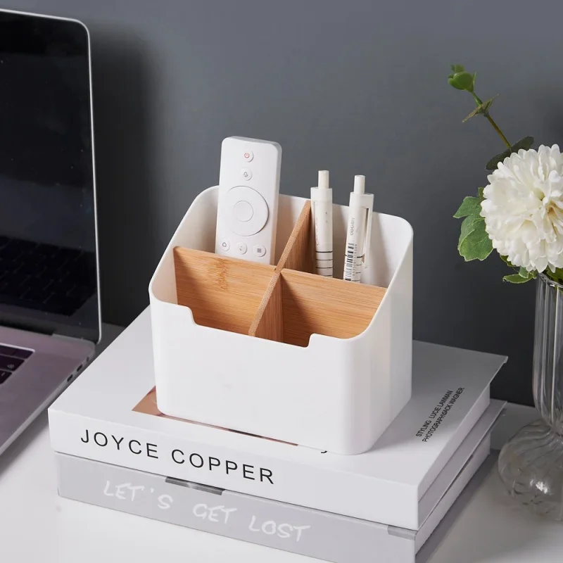 1/2PCS Multifunctional Compartment Storage Box Bamboo Wooden Desktop Organizer Cosmetic Stationery Remote Control Organizer