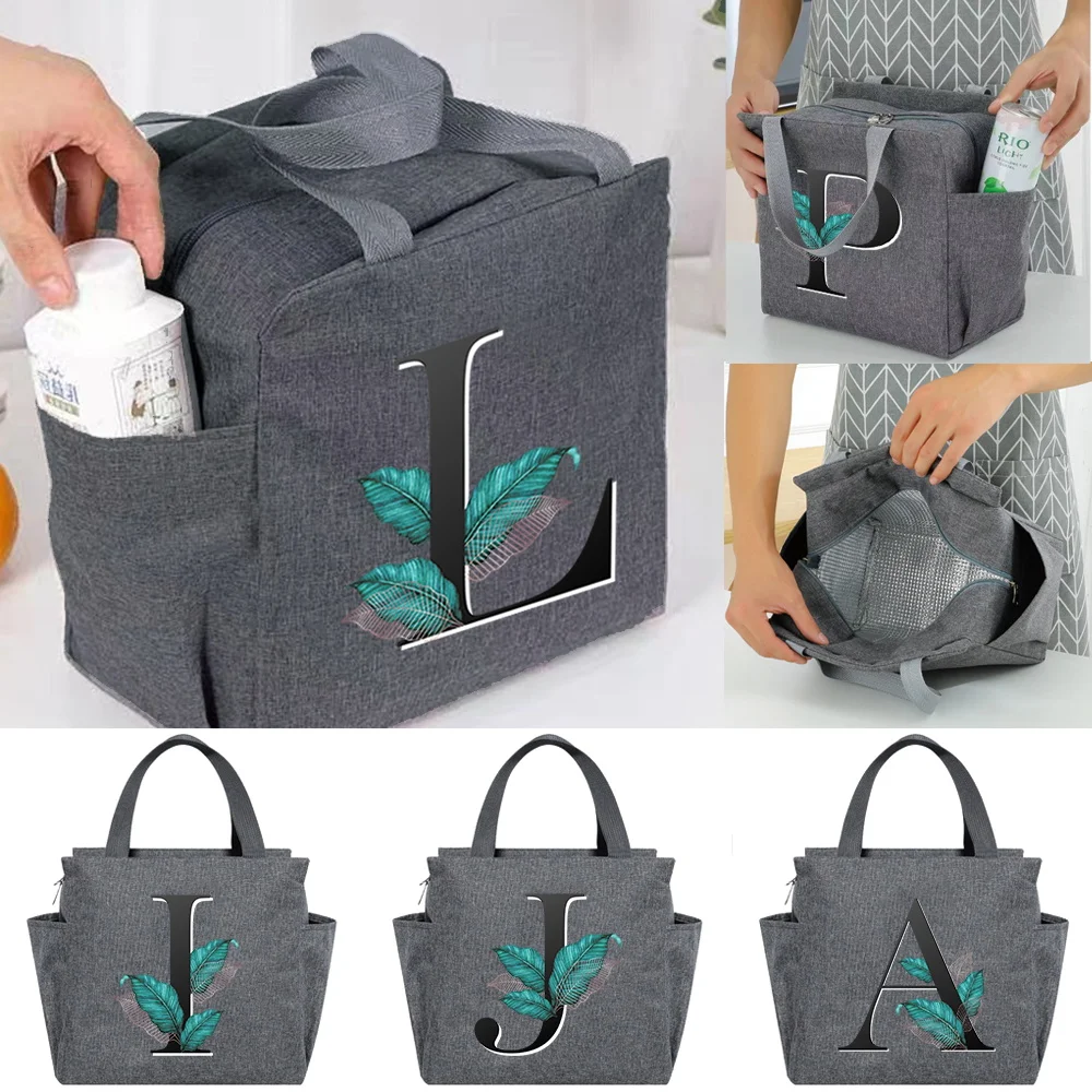 

Leaf Series Printed Lunch Box Cooler Bag Portable Multifunction Large Capacity Zipper Lunch Bags Women Picnic Thermal Food Packs