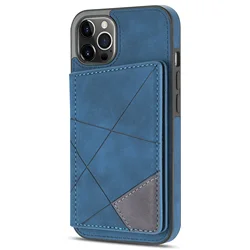 Luxury Leather Wallet Phone Case with Credit Card Holder & Stand Feature - iPhone 13 Mini (Blue)