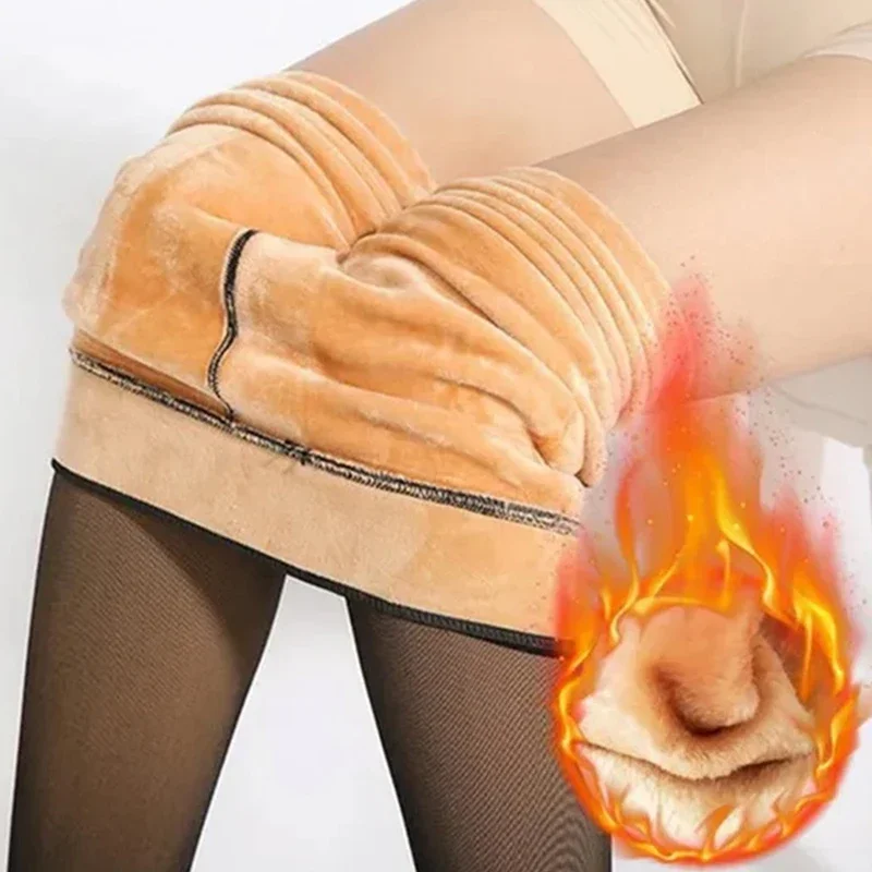 

Winter Warm Tights Pantyhose Women Fleece Socks High Waist Thermal Stocking Insulated Pants Fake Translucent Leggings Tights