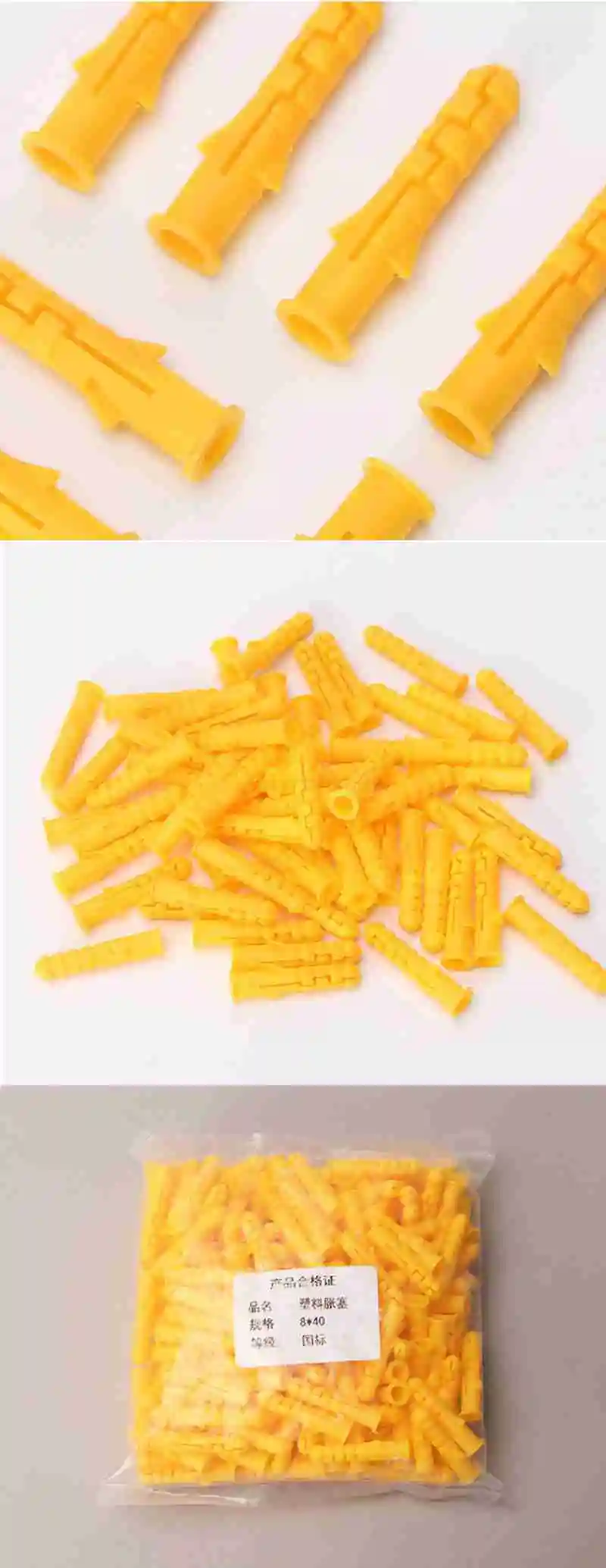 Description Picture 2 of item10-50pc Plastic expansion pipe M6 M8 M10 L=30-100mm rubber plug plastic pipe nylon column expansion screw anchor plug wall plugs