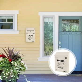 빈티지 벽걸이 우편함, 레트로 잠금 편지 신문 상자, 정원 장식