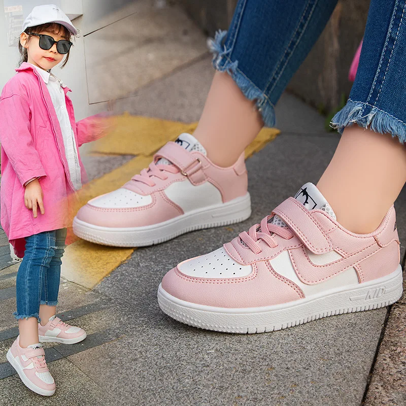 Children's Low-Top Leather Surface Sports Board Shoes Student Running Shoes Spring and Autumn Boys and Girls Casual Pumps Soft B