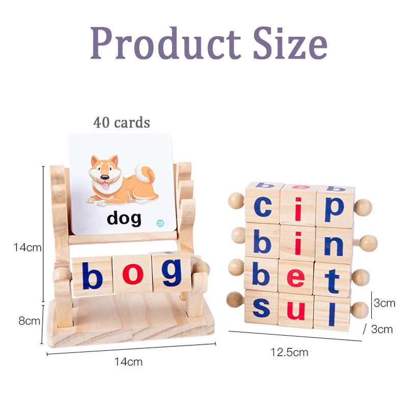 Montessori Wooden Toys Spelling Words Games Letter Learning Fine Motor Training  Early Education Cognition Matching Toy For Kids 6