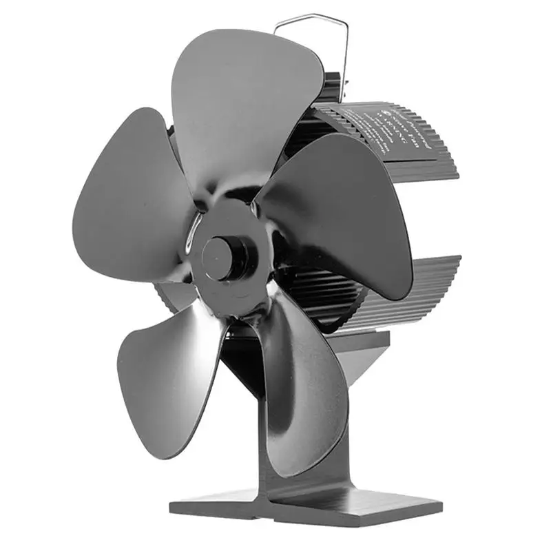 

Black 5 Blades Fireplace Fan Quiet Safe Firewood Burning Stove Ecofan Heat Powered Efficient Heat Distribution Home Fireplace