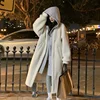 Korean Chic Long Hooded Dress Jacket Lamb Velvet Fashionable Loose Versatile Autumn Winter New Arrival Ins Trendy Outerwear