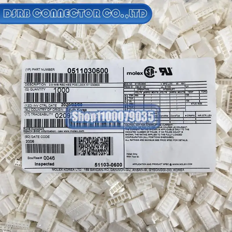

1000pcs/lot new and original 51103-0600 511030600 6P