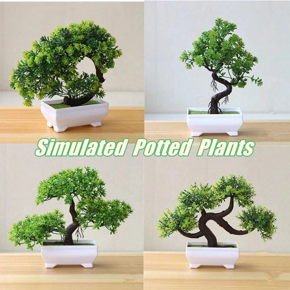Artificial Bonsai Trees - 4Pcs Fake Potted Plants for Home Office Decor and Gifts
