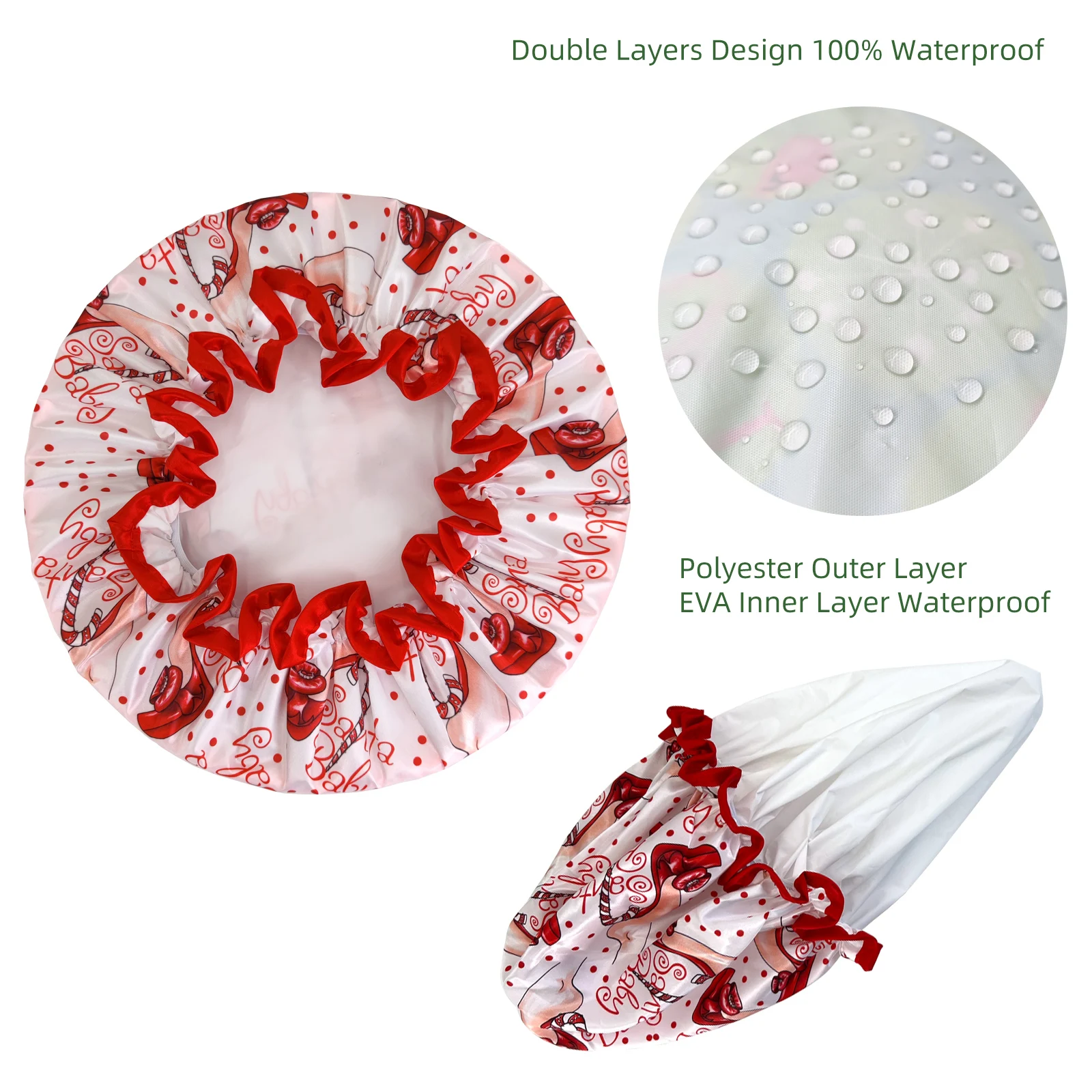 Shower Cap High Quality Shower Caps Polyester Satin Double Layers bath cap Women Resuable 26 Items