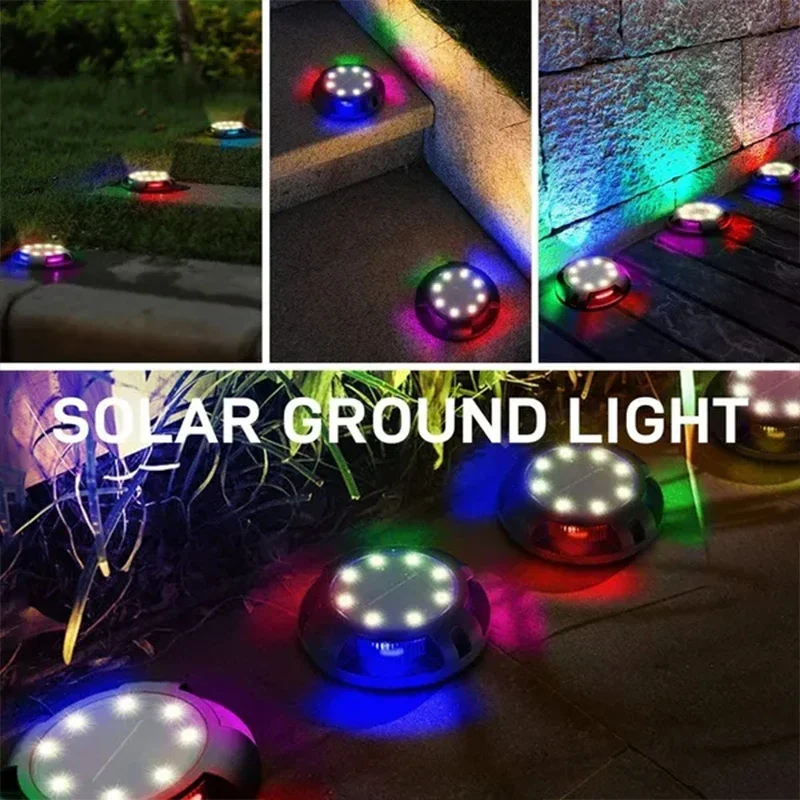 12LED Solar Power Disk Light Outdoor Garden Solar Underground Light Deck Light S