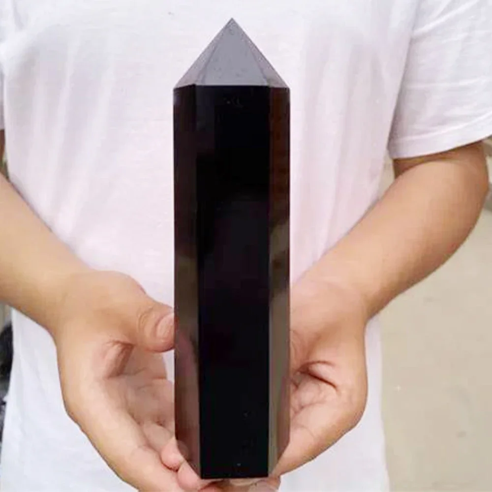 Optical Prisms Photography Prism Natural Obsidian Single Pointed Hexagonal Prism Crystal Point Wand Pillar Home Decor Gift Stones Crystal Tower Crafts Ornament