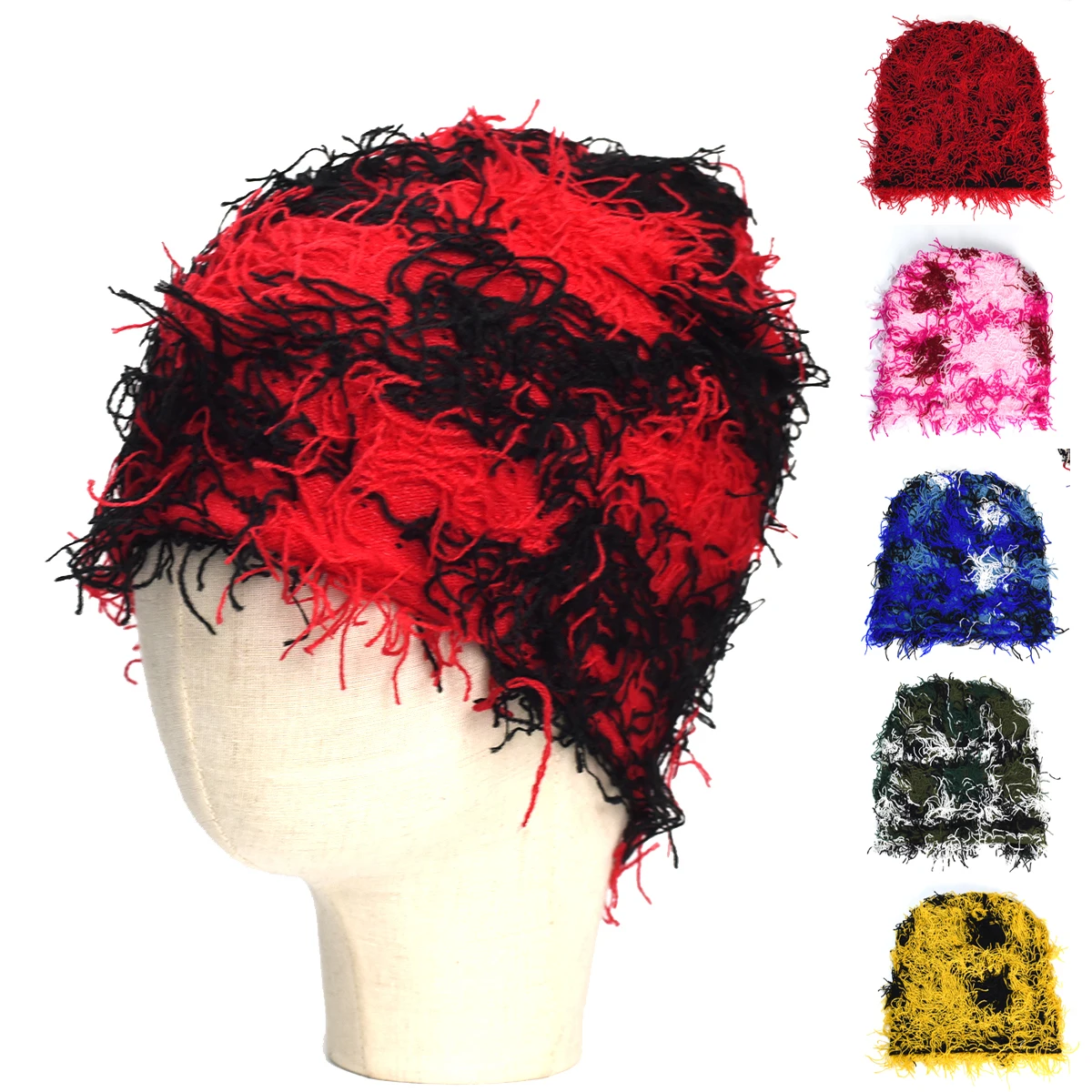 DistressedBalaclavaBeanieHatEmbroideryPrivateWovenTagLabel