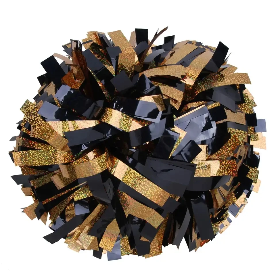 Cheerleading Pom Poms 1piece Cheerleader Baton Handle Metallic Black Silver Red