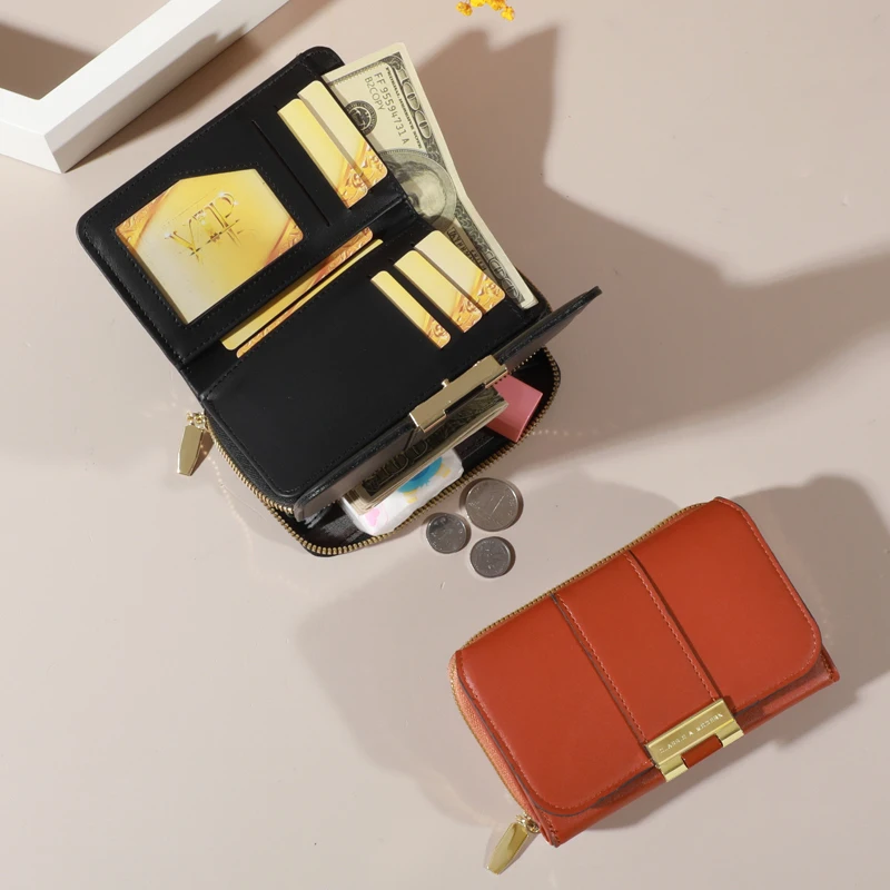 2024 New Women's Wallet Women's Short Korean Edition Long Multi Card Fashionable Versatile Change Bag Handheld Wallet Card Bag 6