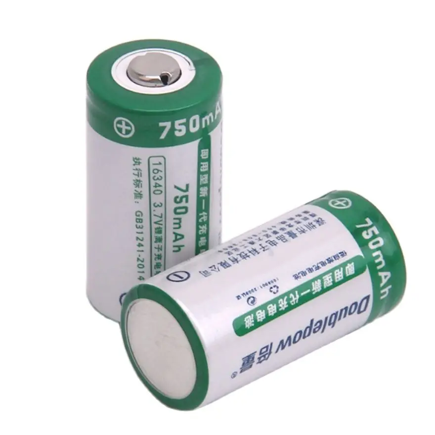 

2pcs/lot 3.7V 750mAh 16340 rechargeable battery CR123A16340 lithium ion rechargeable lithium battery